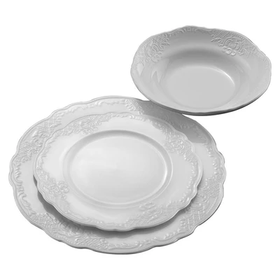 סט צלחות 18 חל' לבן BON CHINA ROMANCE