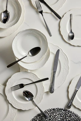 סט צלחות 18 חל' לבן BON CHINA ROMANCE