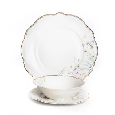 סט צלחות 18 חל' דגם לילך NEW BONE CHINA