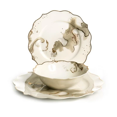 סט צלחות 18 חל' פורצלן BONE CHINA FOG